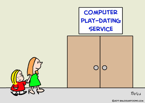 Cartoon: computer play dating service (medium) by rmay tagged service,dating,play,computer