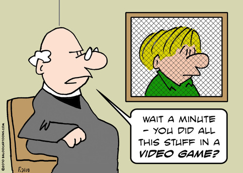 Cartoon: confessional video game priest (medium) by rmay tagged confessional,video,game,priest