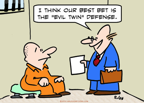 Cartoon: defense lawyer evil twin (medium) by rmay tagged defense,lawyer,evil,twin