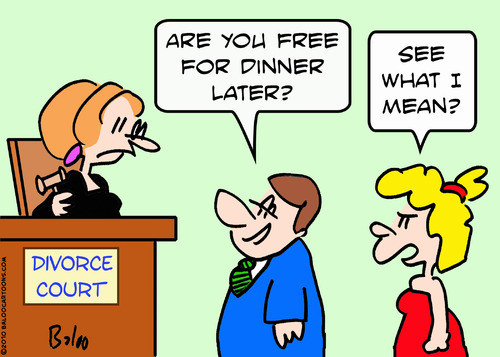 Cartoon: divorce court free for dinner (medium) by rmay tagged divorce,court,free,for,dinner