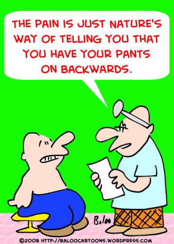 Cartoon: DOCTOR PATIENT PANTS BACKWARDS (medium) by rmay tagged doctor,patient,pants,backwards