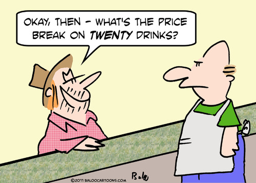 Cartoon: drunk bar price break (medium) by rmay tagged drunk,bar,price,break