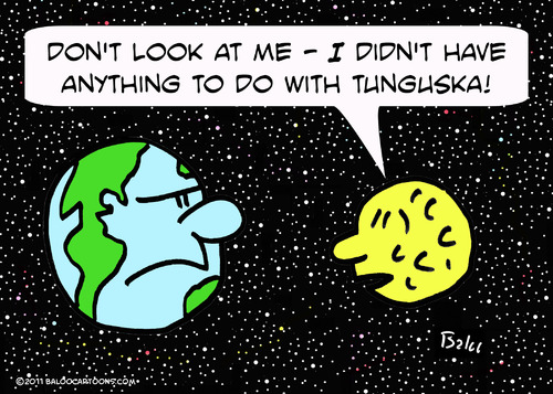 Cartoon: earth moon tunguska meteorite (medium) by rmay tagged earth,moon,tunguska,meteorite
