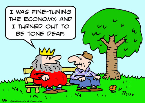 Cartoon: economy fine tune tone deaf king (medium) by rmay tagged economy,fine,tune,tone,deaf,king