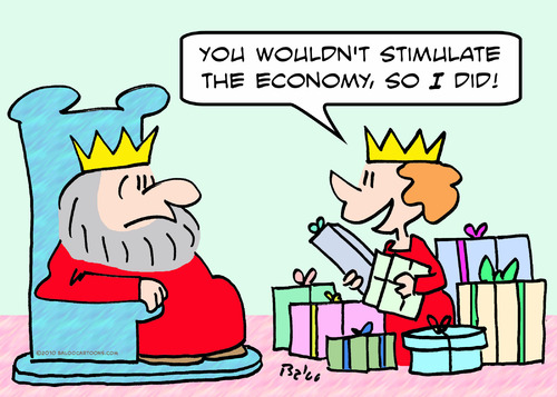 Cartoon: economy stimulate queen king (medium) by rmay tagged economy,stimulate,queen,king