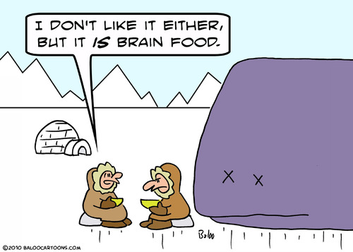 Cartoon: eskimo whale fish brain food (medium) by rmay tagged eskimo,whale,fish,brain,food