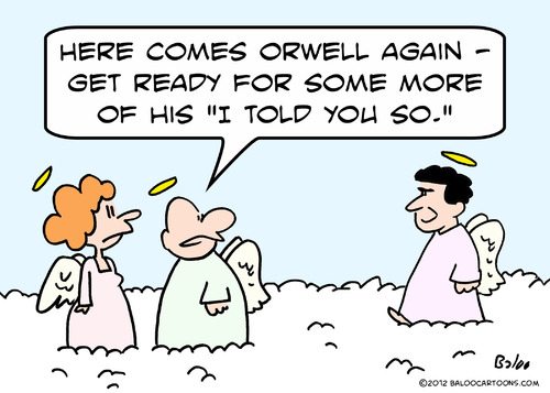 Cartoon: George Orwell heaven (medium) by rmay tagged george,orwell,heaven