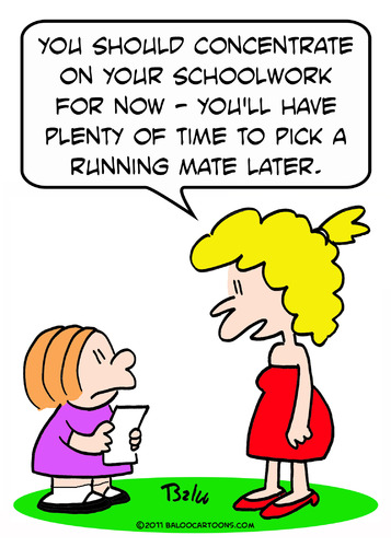 Cartoon: girl schoolwork running mate (medium) by rmay tagged girl,schoolwork,running,mate