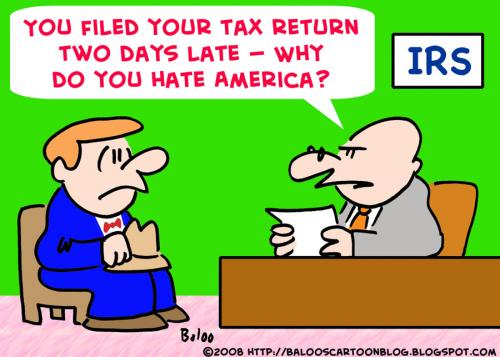 Cartoon: IRS HATE AMERICA TAXES (medium) by rmay tagged irs,hate,america,taxes