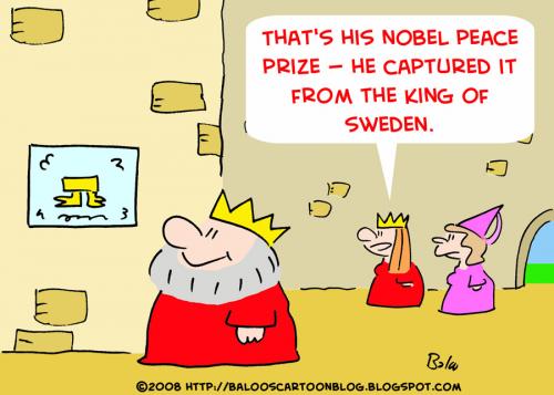 Cartoon: KING NOBEL PEACE PRIZE (medium) by rmay tagged king,nobel,peace,prize