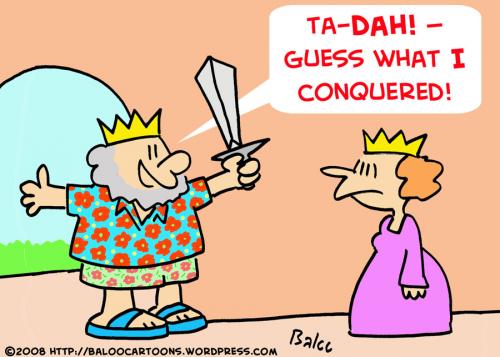 Cartoon: KING QUEEN CONQUERED HAWAIIAN SH (medium) by rmay tagged king,queen,conquered,hawaiian,shirt