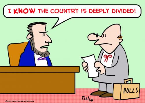 Cartoon: LINCOLN COUNTRY DEEPLY DIVIDED (medium) by rmay tagged lincoln,country,deeply,divided