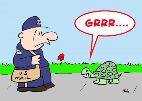Cartoon: mailman turtle grrr (medium) by rmay tagged mailman,turtle,grrr