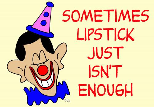 Cartoon: Obama as a clown lipstick (medium) by rmay tagged obama,as,clown,lipstick