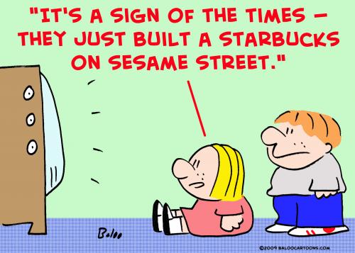Cartoon: starbucks sesame street (medium) by rmay tagged starbucks,sesame,street