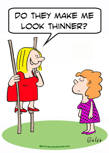 Cartoon: stilts look thinnner woman (medium) by rmay tagged stilts,look,thinnner,woman