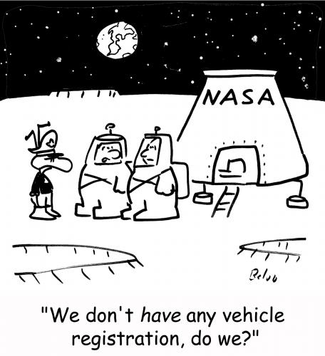 Cartoon: Vehicle registration (medium) by rmay tagged vehicle,registration,aliens,nasa