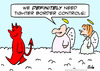 Cartoon: angels devil border controls (small) by rmay tagged angels,devil,border,controls,heaven,immigration