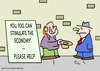 Cartoon: economy stimulate panhandler (small) by rmay tagged economy stimulate panhandler