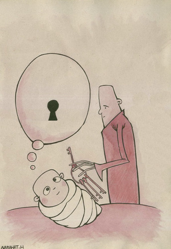 Cartoon: BABY AND KEYS (medium) by HAMED NABAHAT tagged baby